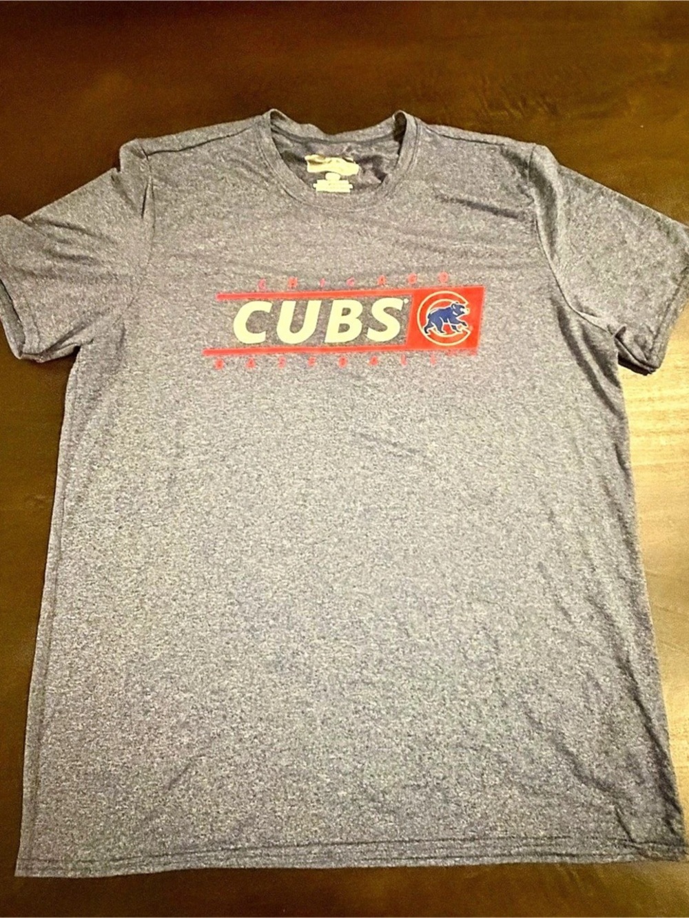 Majestic Chicago Cubs Baseball Heather Blue Performance T-Shirt Large